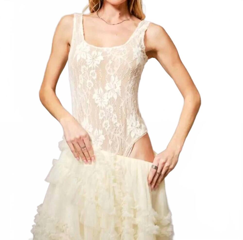 NEW BLUE B lace scoop neck bodysuit in cream